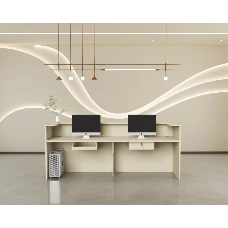 custom.Modern Reception Desk Office Hotel Gym & Hospital-Customizable Wood Front Desk with Cash Register Solution