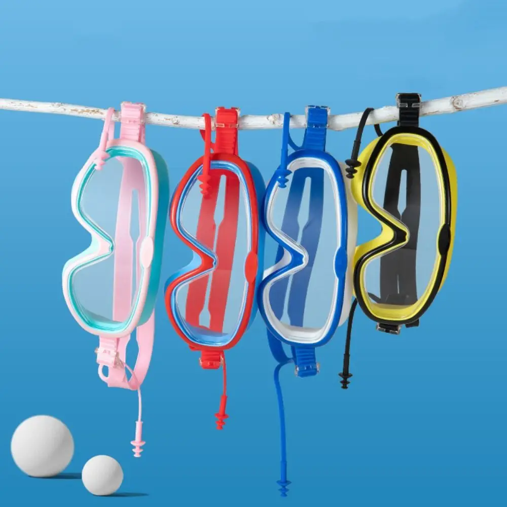 

Water Sports Big Frame Swimming Goggles Anti Fog Wide View Swim Glasses with Earplugs Elastic Diving Eyewear Kids/Adult
