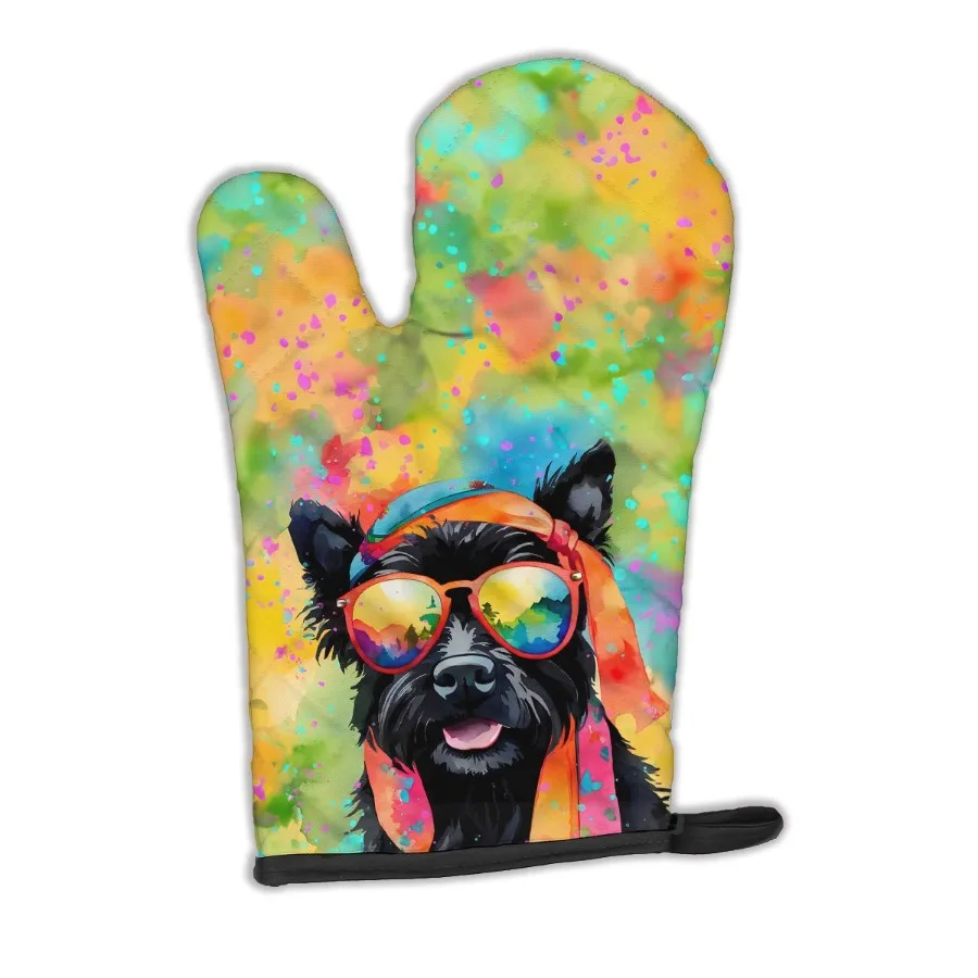 

Рукавицы для духовки Scottish Terrier Hippie Dawg, термостойкие толстые варежки для духовки, кастрюли и духовки, кухонные варежки, защита рук, приготовление пищи