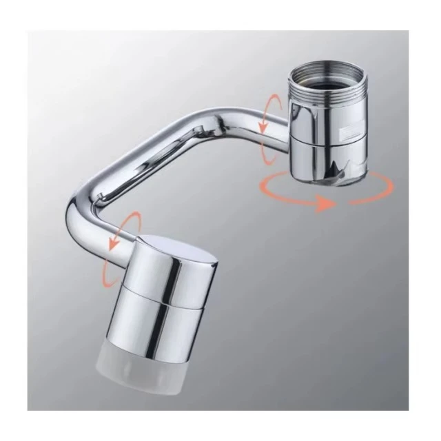 Latest Popular Brass Basin 1080 Faucet Extender Stainless Steel Rotary Faucet Extender Diverter Copper Material for Bathrooms