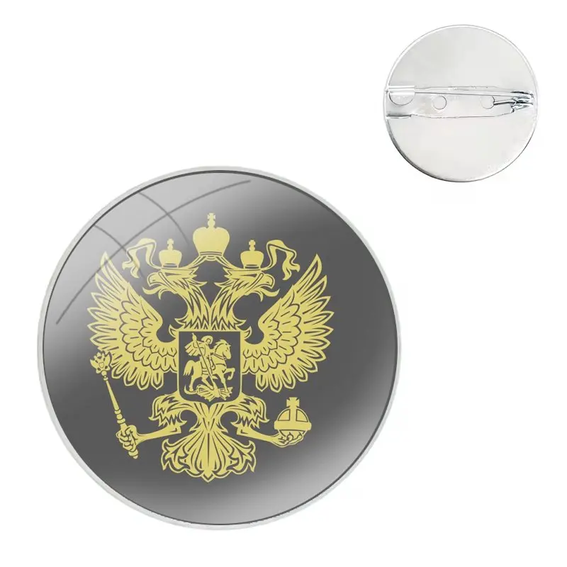 russia Flag coat of arms Glass Dome Brooches Badge Pins For Clothes Hat Shirt Lapel Bag