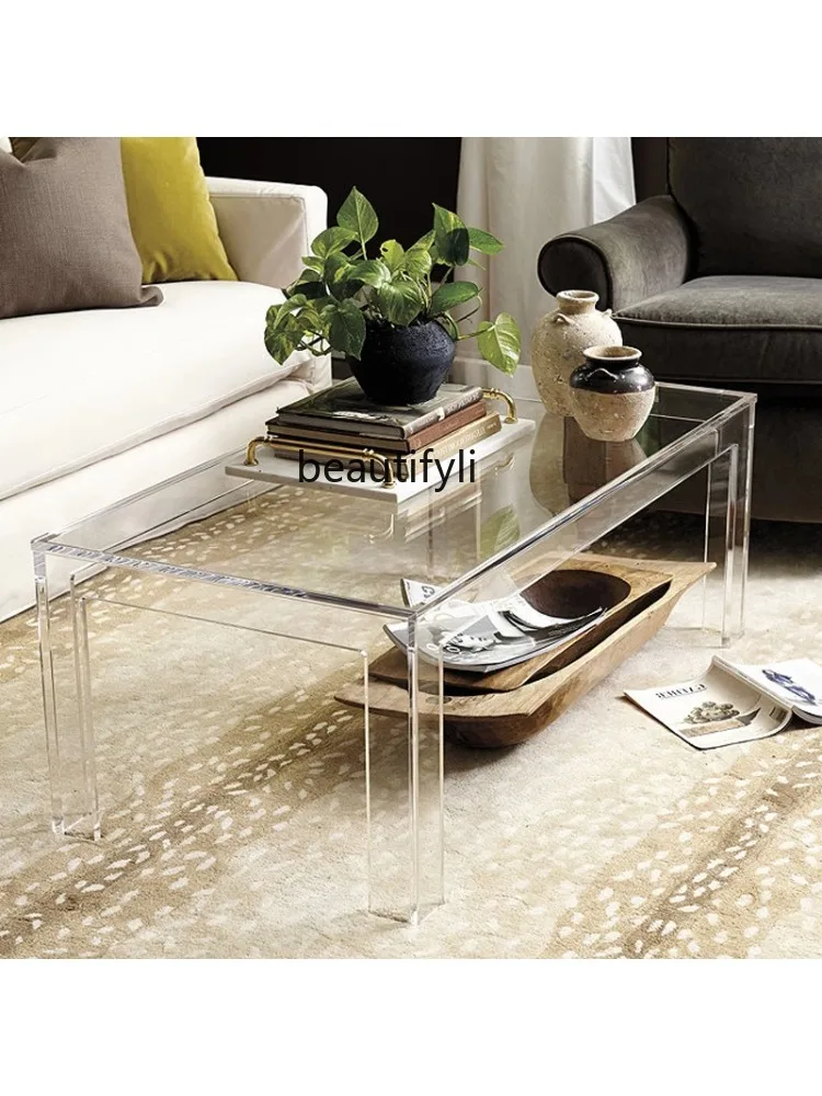 Minimalist Acrylic Transparent Coffee Table Light Luxury Modern Small Apartment Living Room Home Balcony Small Table Bay Window