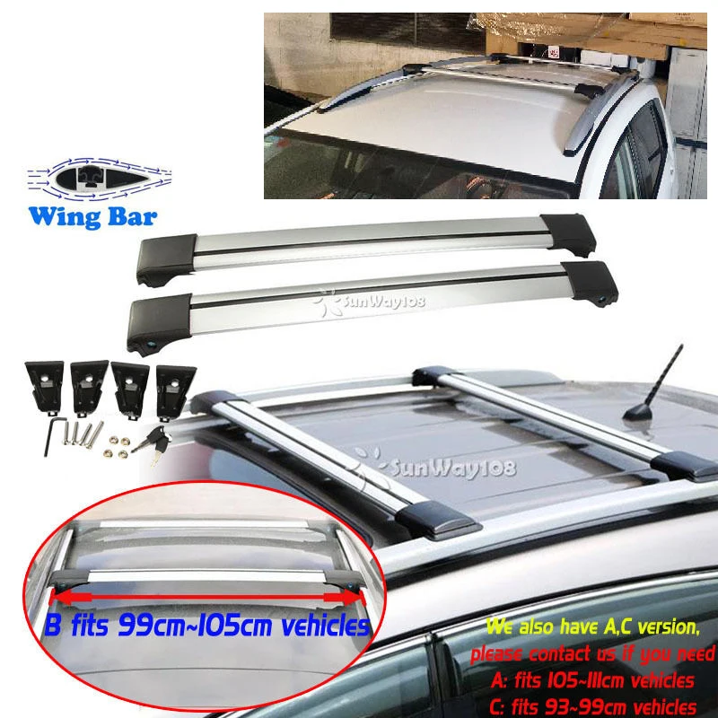 Car Roof Rack Bar Cross 99-105cm Pair Universal Cargo Luggage Kayak Ceiling for Lexus Toyota LC100 Land Cruiser 200 Prado ...