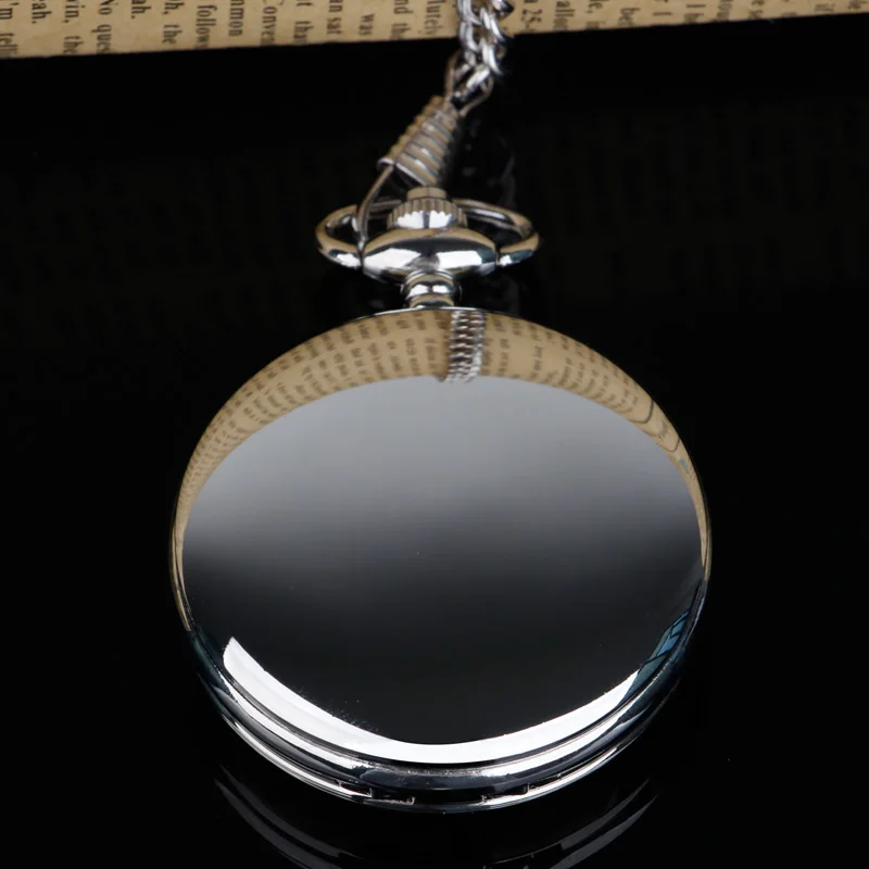 ساعة جيب كوارتز فضية ناعمة مع سلسلة ساعة Steampunk وقلادة مع سلسلة هدايا للنساء والرجال Reloj De Bolsillo