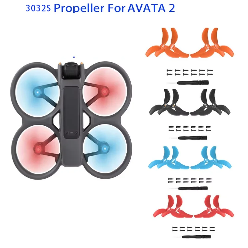 

4pcs Avata 2 Propellers 3032S Blade Propeller Replacement Spare Parts For Avata 2 Drone Accessories Reduce Noise Blue