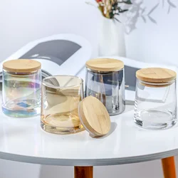 Creative Colorful Candle Jars Diy Scented Candle Making Glass Candle Jars Empty with Wooden Lid