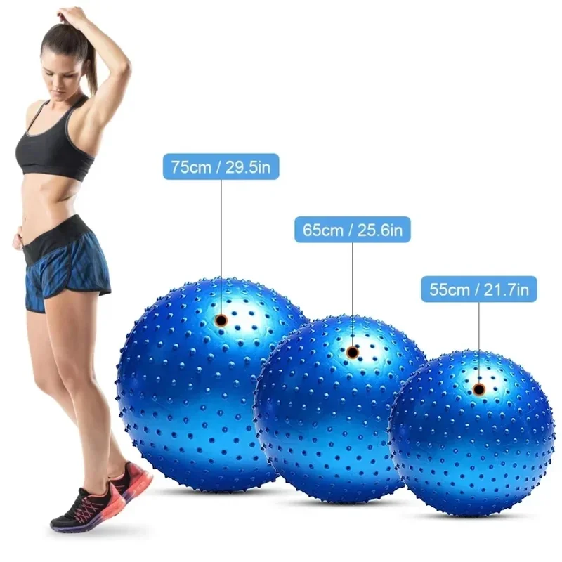 55CM Anti-Burst Yoga Ball with Massage Spikes PVC Exercise Stability Ball Balance Ball for Fitness Pilates Home Workout