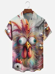 Camicia divertente da uomo con grafica animale del fumetto stampa 3D top a maniche corte ad asciugatura rapida abbigliamento Casual da uomo camicia estiva di moda di strada