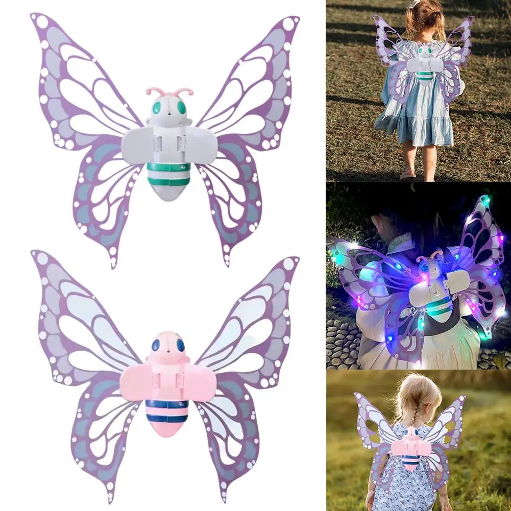 Electric Luminous Butterfly Wings Fairy Angel Moving Performance Light Toy For Kids Christmas Birthday Cosplay Costume N3D6