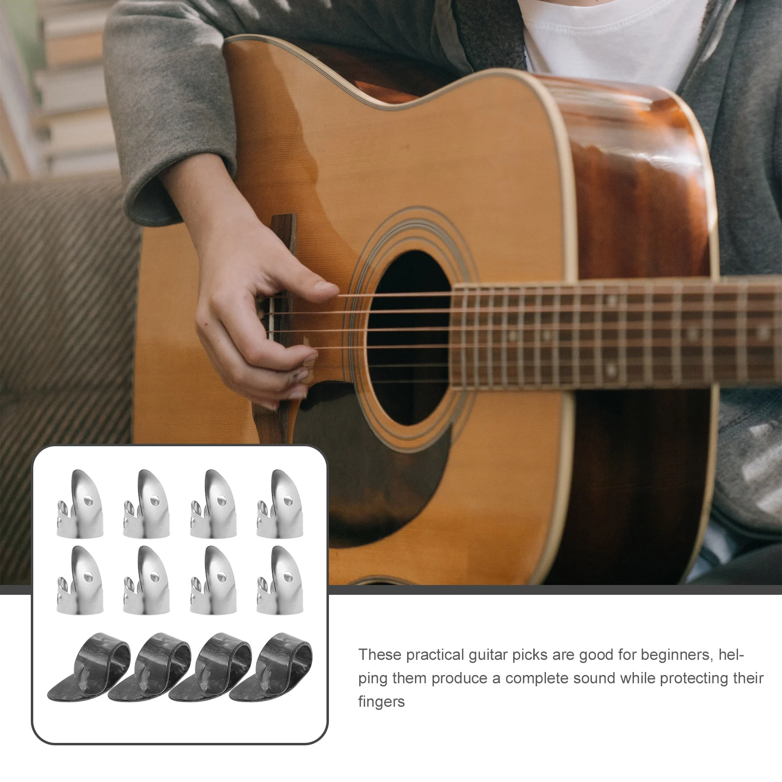 

12Pcs Guitar Picks Variety Pack Sturdy Thumb Finger Picks for Electric Acoustic Bass Folk Guitar Playing Accessories