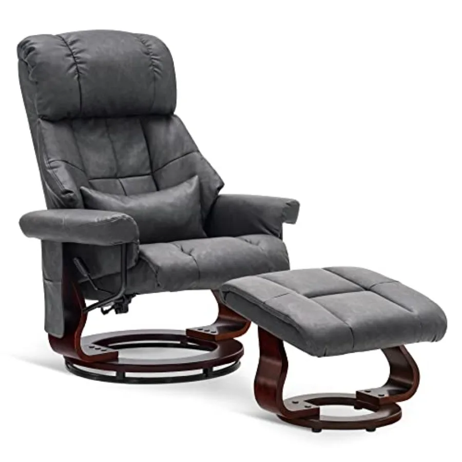 

Кресло-реклайнер с ручным механизмом вращения и откидывания, с оттоманкой, вибромассажем, для небольших помещений, гостиной, офиса, из искусственной кожи, модель 906