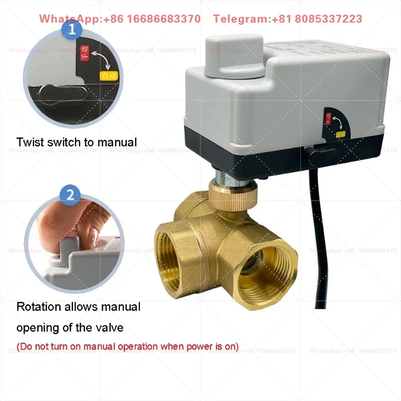 DN15 DN20 DN25 DN50 Brass Motorized Ball Valve 220V 12V 24V 3-Wire 2-Control Electric Actuators with Manual Switch