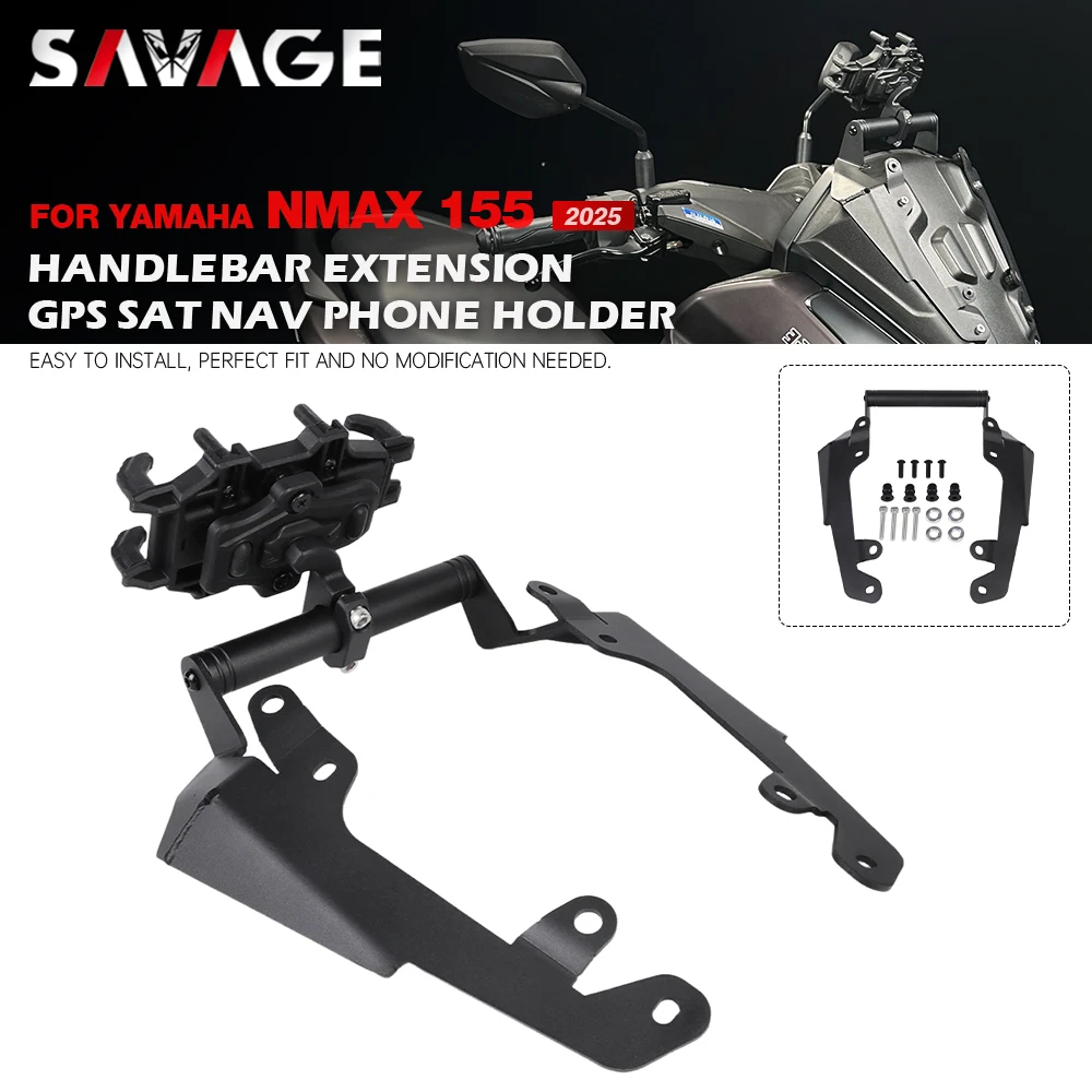 

2025 NMAX 155 Motorcycle Handlebar Extension Bar GPS Navigation Bracket Phone Stand Holder Support For Yamaha NMAX155 N-MAX155