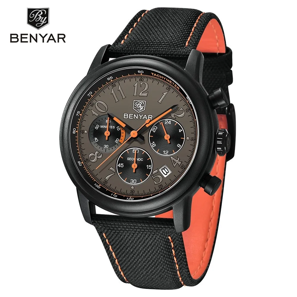 

BENYAR For Mens Watch Quartz Wristwatch Luxury Leather Military Waterproof Date Relogio Masculino 2023 New Sports Reloj Hombre