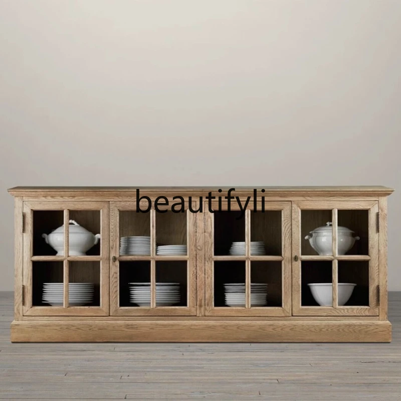 

American Country Style / Solid Wood Sideboard / Pure Solid Wood Large Board / Vintage Look / Side Cabinet / Floor Cabinet