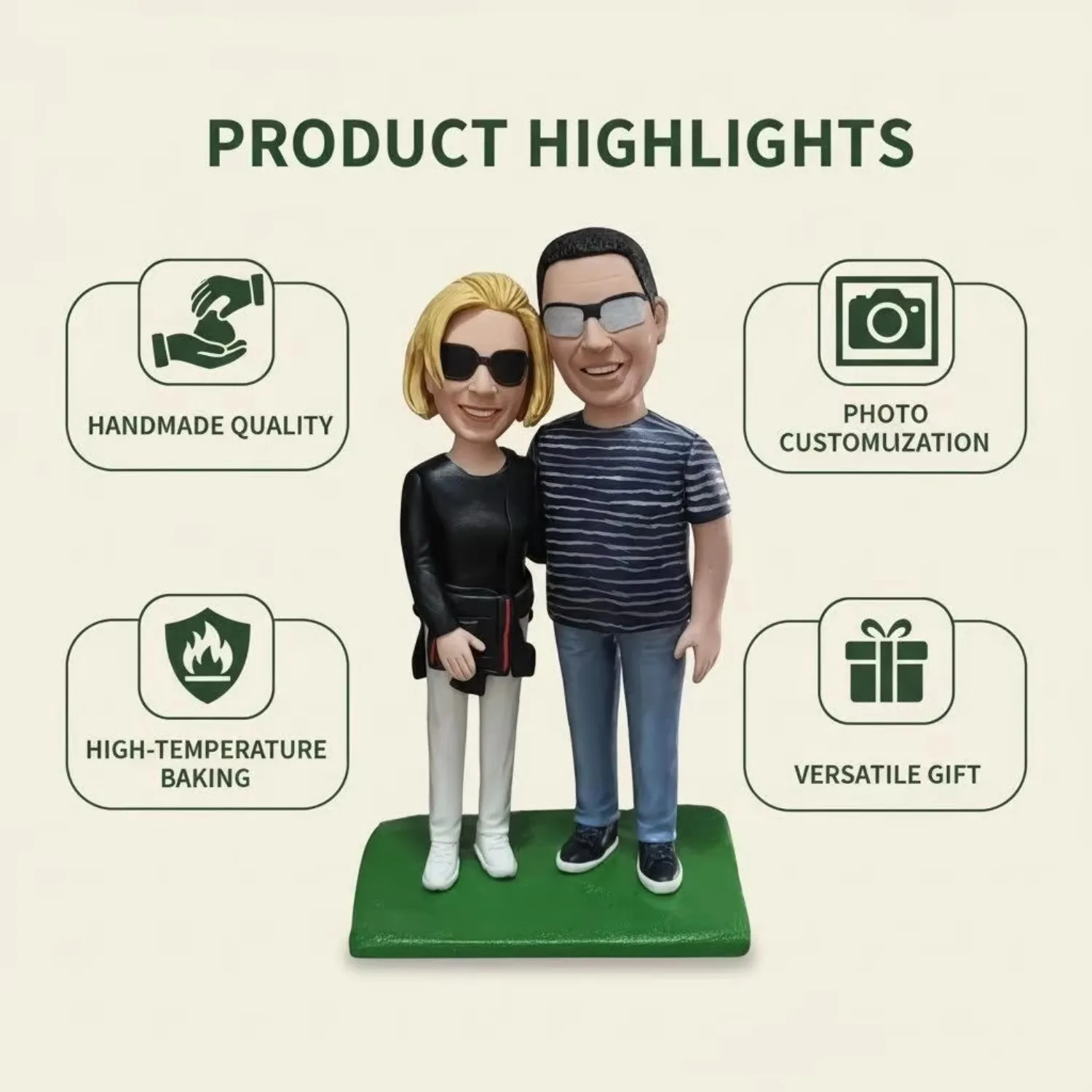 Two Custom Bobble Head Bobblehead Handmade Clay Figurine Personalized Bobblehead Figure Unique Anniversary Gift