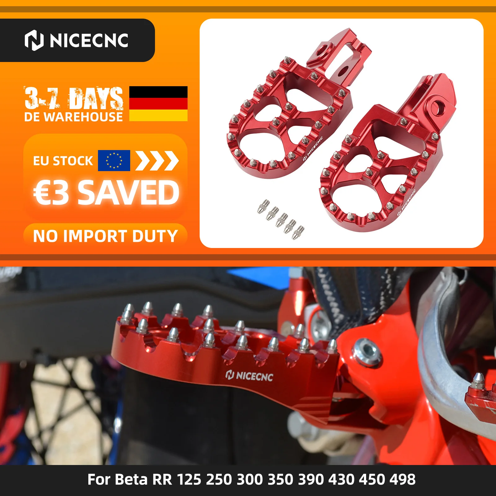 (Disponibilità EU) Pedane poggiapiedi per Beta RR 300 RR 250 RR 520 480 450 430 400 390 350 300 250 200 2020-2024 2023