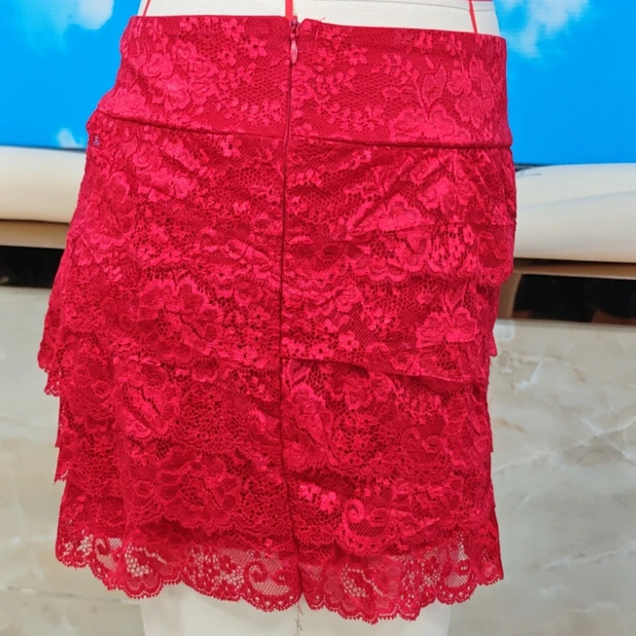 

Винтажные женские кружевные многоярусные однотонные шорты, шорты с низкой талией, многослойные летние шорты, уличная одежда для клубной вечеринки