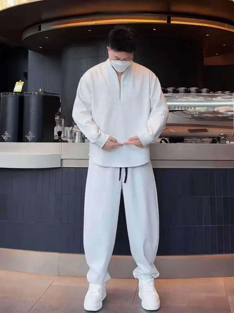 

Spring New Men's mat Clean Version Casual Sports Set f Zip Long Sve Sweatirt Casual Pants Two Piece Set