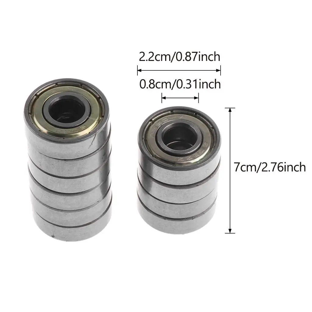 Paquete de 10 60 rodamientos (ABEC-7), rodamientos para monopatín, rodamientos de acero para patines en línea, scooters, patines y tablas largas