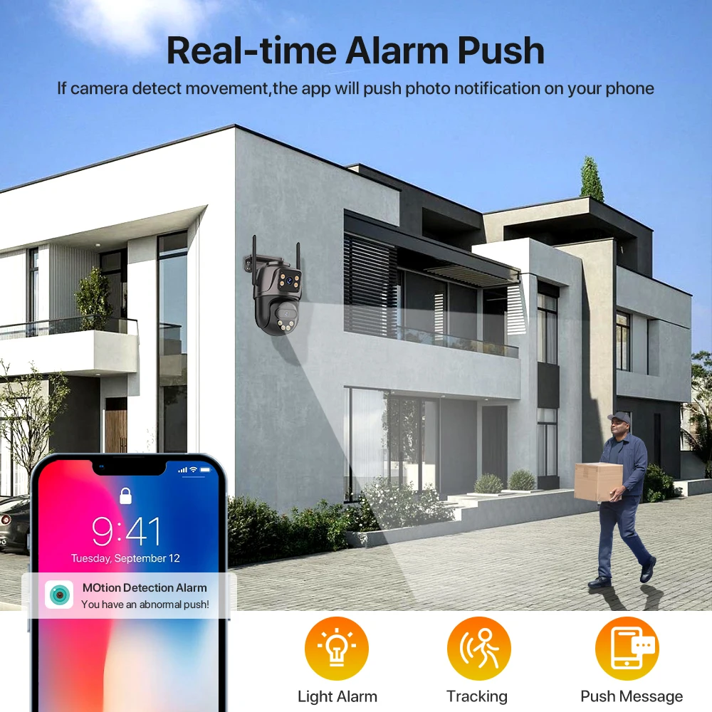 4K 8MP PTZ WIFI Camera Dual Lens Dual Screen IP Camera Outdoor 4MP HD Auto Tracking Security Protection CCTV Surveillance iCSee