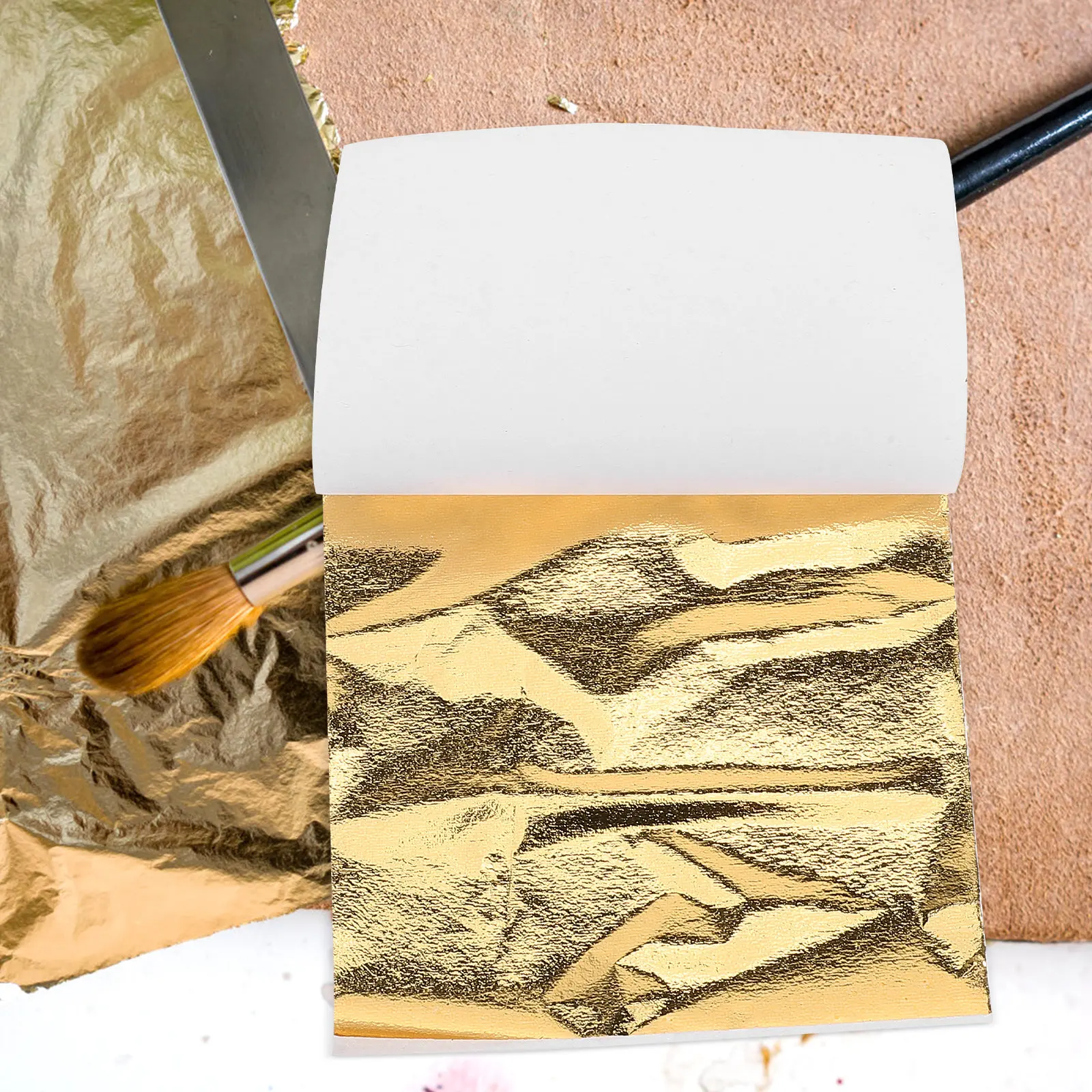 Art Craft Leaves - 100Sheets Gold Foil Sheets Versatile Imitation