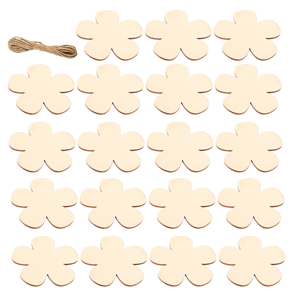Juego de pintura de piezas de madera, recortes de flores sin terminar, decoración artesanal, suministros para niños, rodajas de madera, accesorios de costura artesanal, 1 Juego