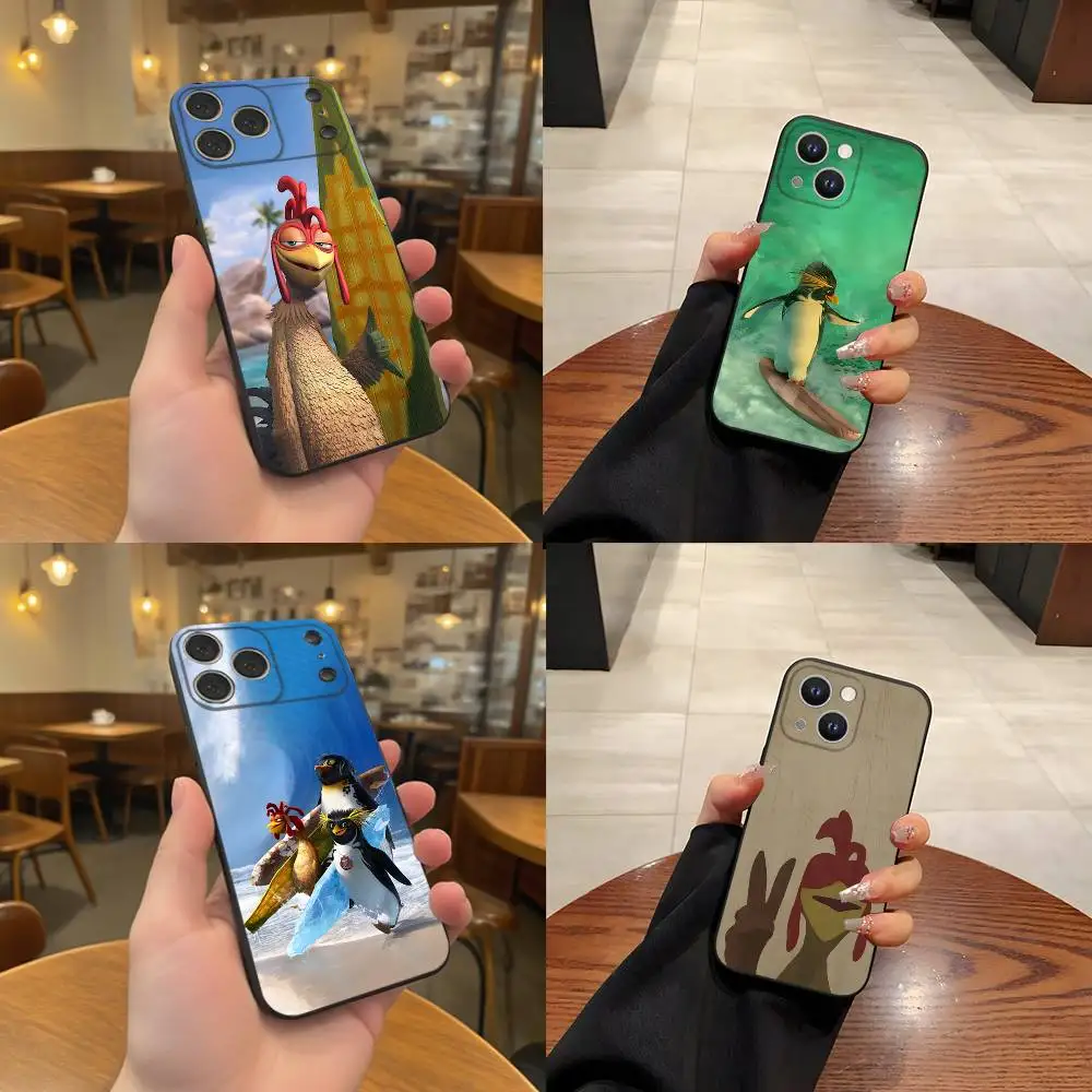 

Chicken J-Joe Surf Black Soft Cover Phone Case For iPhone 17,16,15,14,13,12,11,Pro,Max,Plus