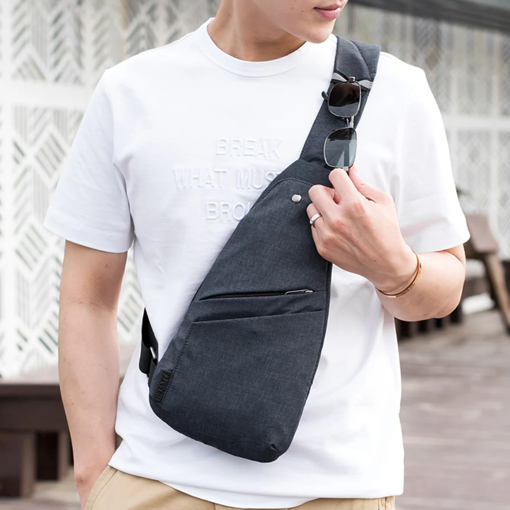 Mens Simple Sling Bag Adjustable Strap Anti Theft Chest Bag Anti-Thief Crossbody Bag Waterproof Multi Pockets Mini Shoulder Bag