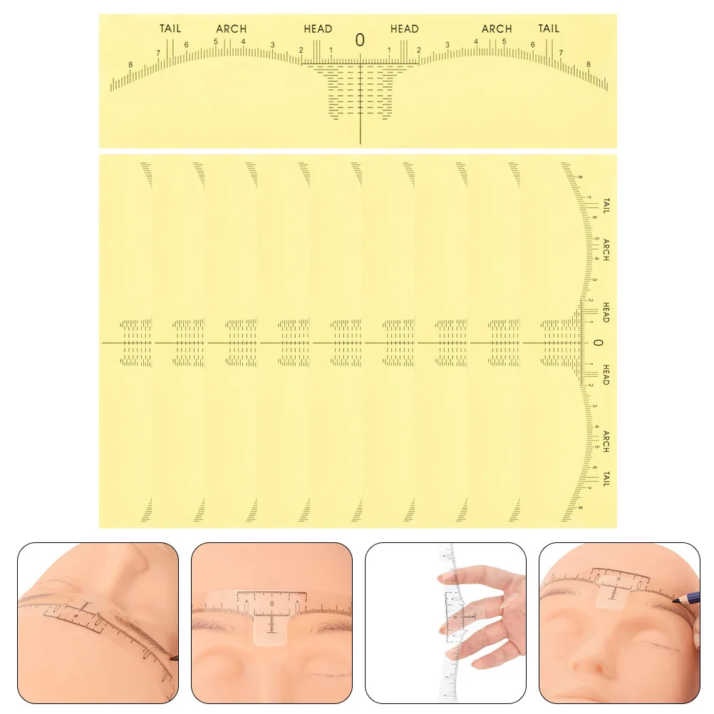 

10pcs Eyebrow Shaper Positioning Ruler Drawing Tool Measurement Makeup Brow Stencils Frame Kit For Women Durable Reusable