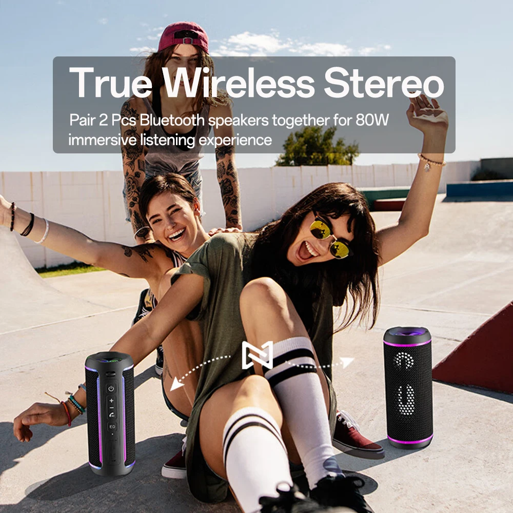 Ohayo X30 Bluetooth Speaker Enhanced Bass Waterproof Portable Speaker with Colorful Lights Show,Outdoor Camping Party equipment