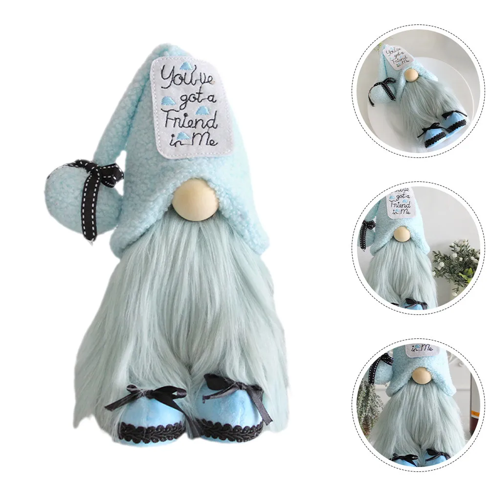 

Cute Blue Gnome Figure Festival Supply for Home Office Desk Tabletop Decor Scandinavian Sea Dwarf Ornament Party Atmosphere