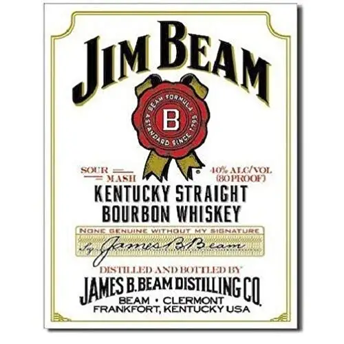 1pcs,Kalynvi Nostalgic Jim Beam White Label Bourbon Whiskey Retro Emobssed Metal Tin Sign