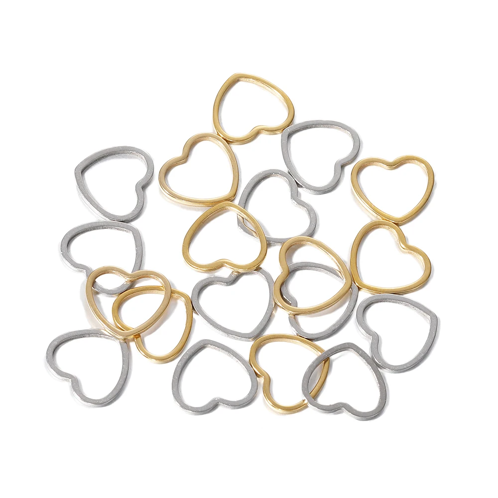 20Pcs Stainless Steel Geometry Heart Charms DIY Necklace Bracelet Jewelry Making Connectors Charms Findings Accessories