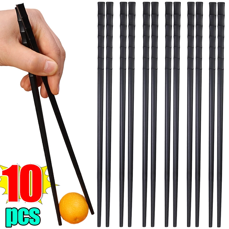 10/2pcs Chinese Chopstick Sushi Food Chop Sticks Reusable Anti Slip Alloy Korean Chopsticks Safe Tableware Set Kitchen Tool Gift