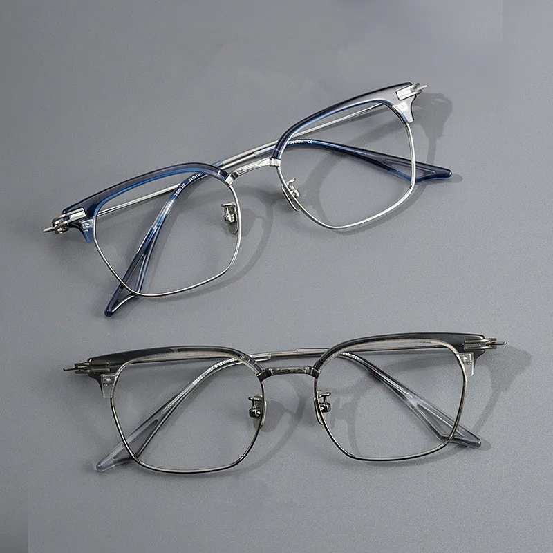 

Men's Vintage Eyebrow Frame Eyeglass Frame Ultra Light Pure Titanium Glasses Prescription Customized Myopia Eyeglass Frame