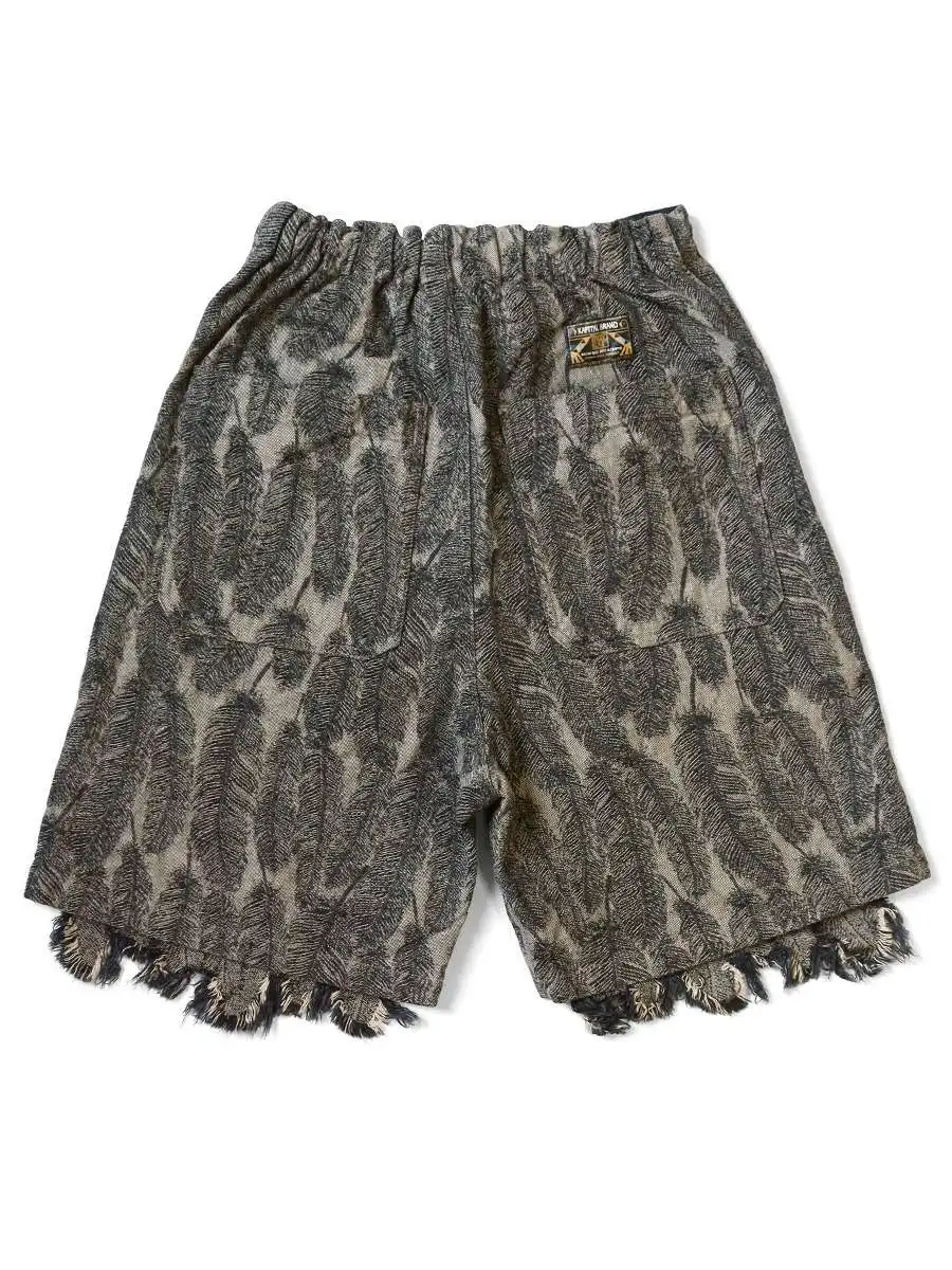 KAPITAL Feather Shorts Drawstring Jacquard Feather Tassel Loose Unisex Casual Shorts for Men