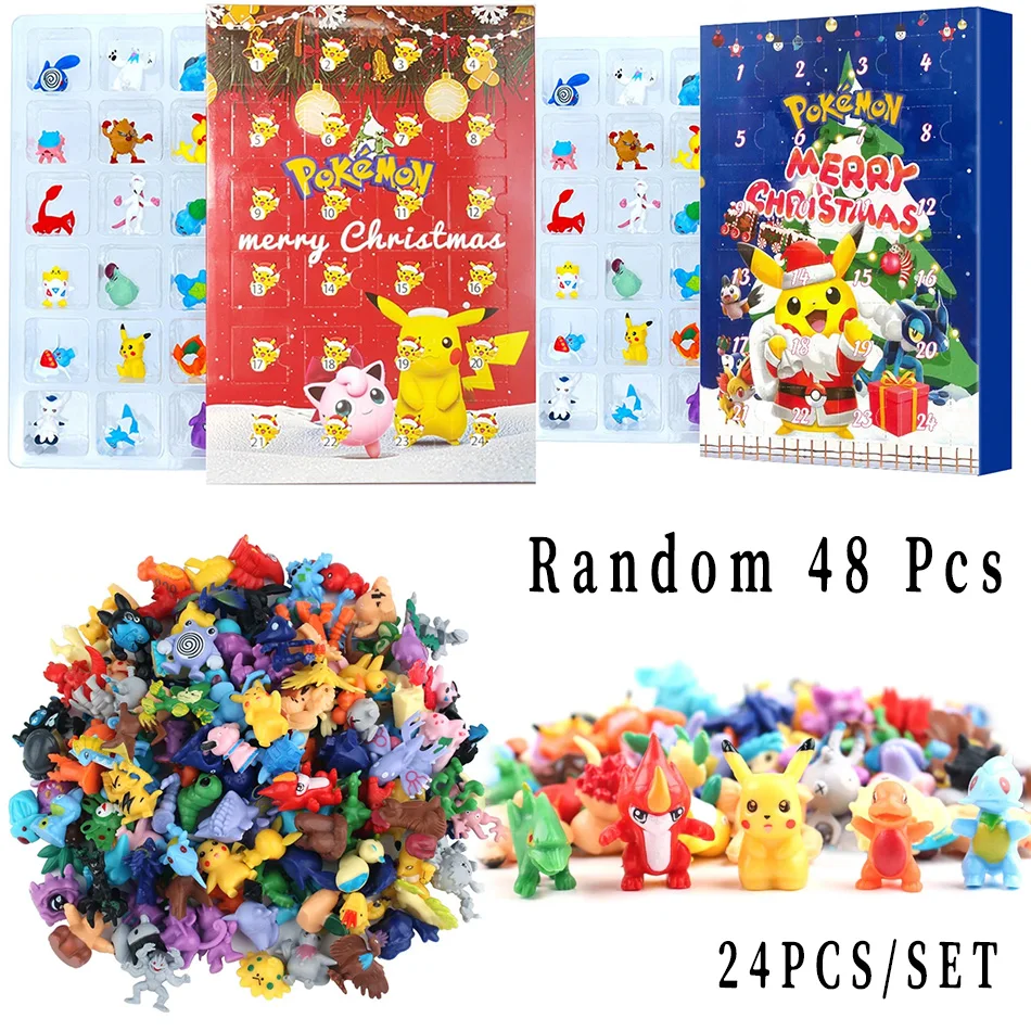 

Слепая коробка с изображением покемона, Рождество, Хэллоуин, Адвент-календарь, подарок, каваи, Пикачу, аниме, фигурка, 24 шт., набор, модель, детские игрушки из ПВХ