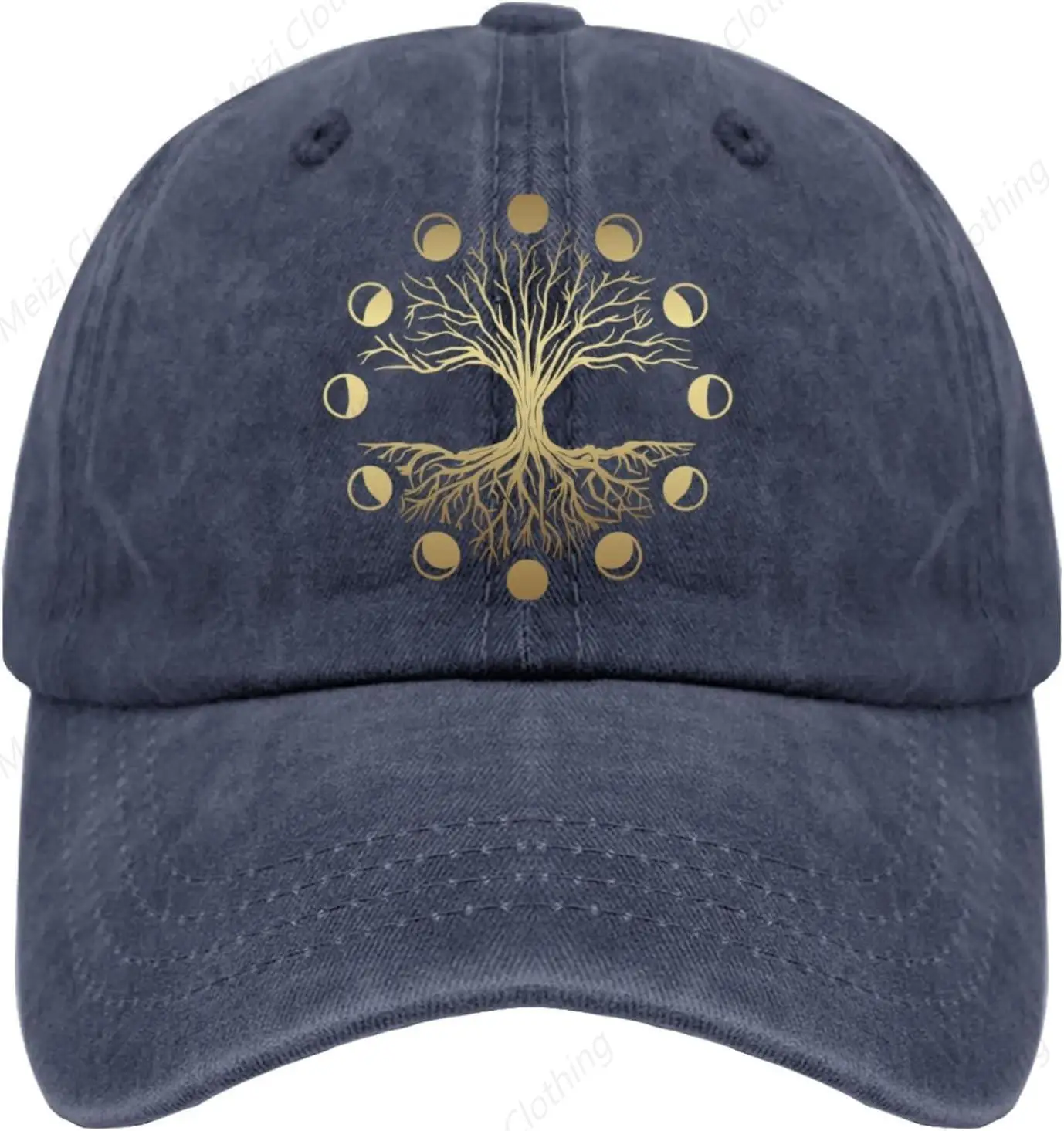 

Magical Sacred Tree Life and Moon Phase Truck Hat Retro Cotton Washed Baseball Hat Adjustable Outdoor Sports Dad Golf Hat