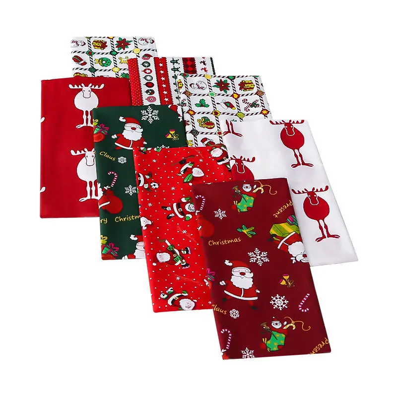 8 pcs Pure Cotton Printed Fabric Christmas Series Style DIY Patchwork Fabric Headpiece Set Christmas Cloth TJ20539