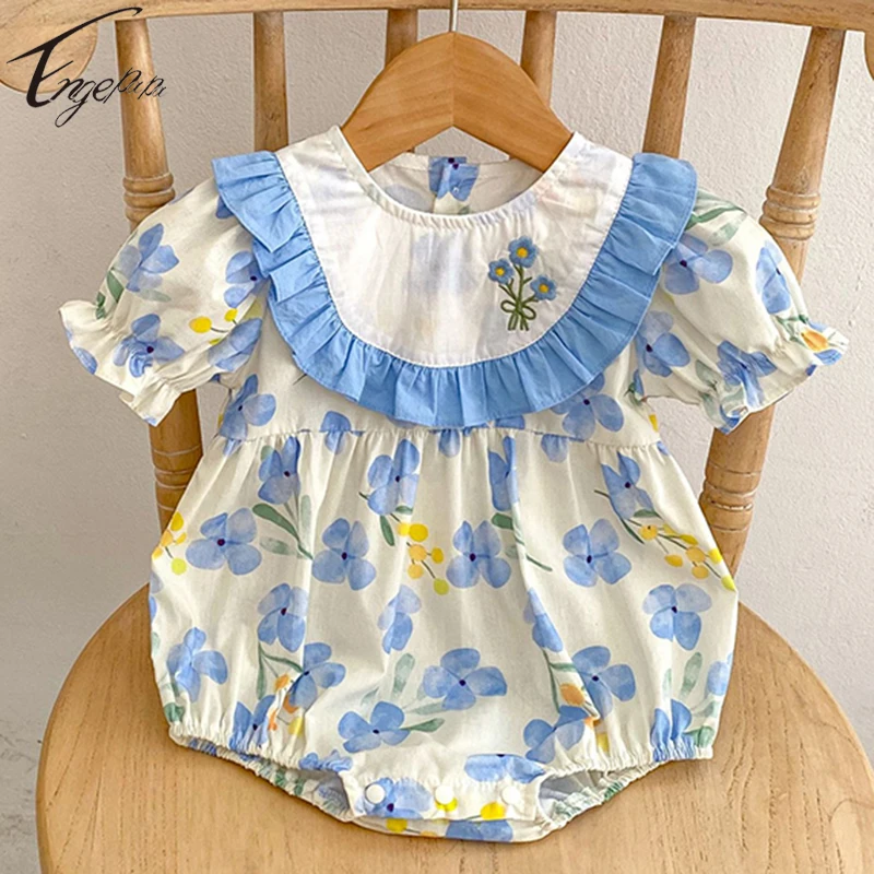 

Princess Baby Girls Embroidery Rompers Girls Floral Jumpsuit Cotton Rompers Toddler Baby Girls Flowers Romper Party Clothes