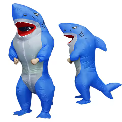 Inflatable Muscular Shark Costume for Adult BlowUp Megalodon Cosplay Costume Funny Halloween Party Carnival Cosplay Costume Suit