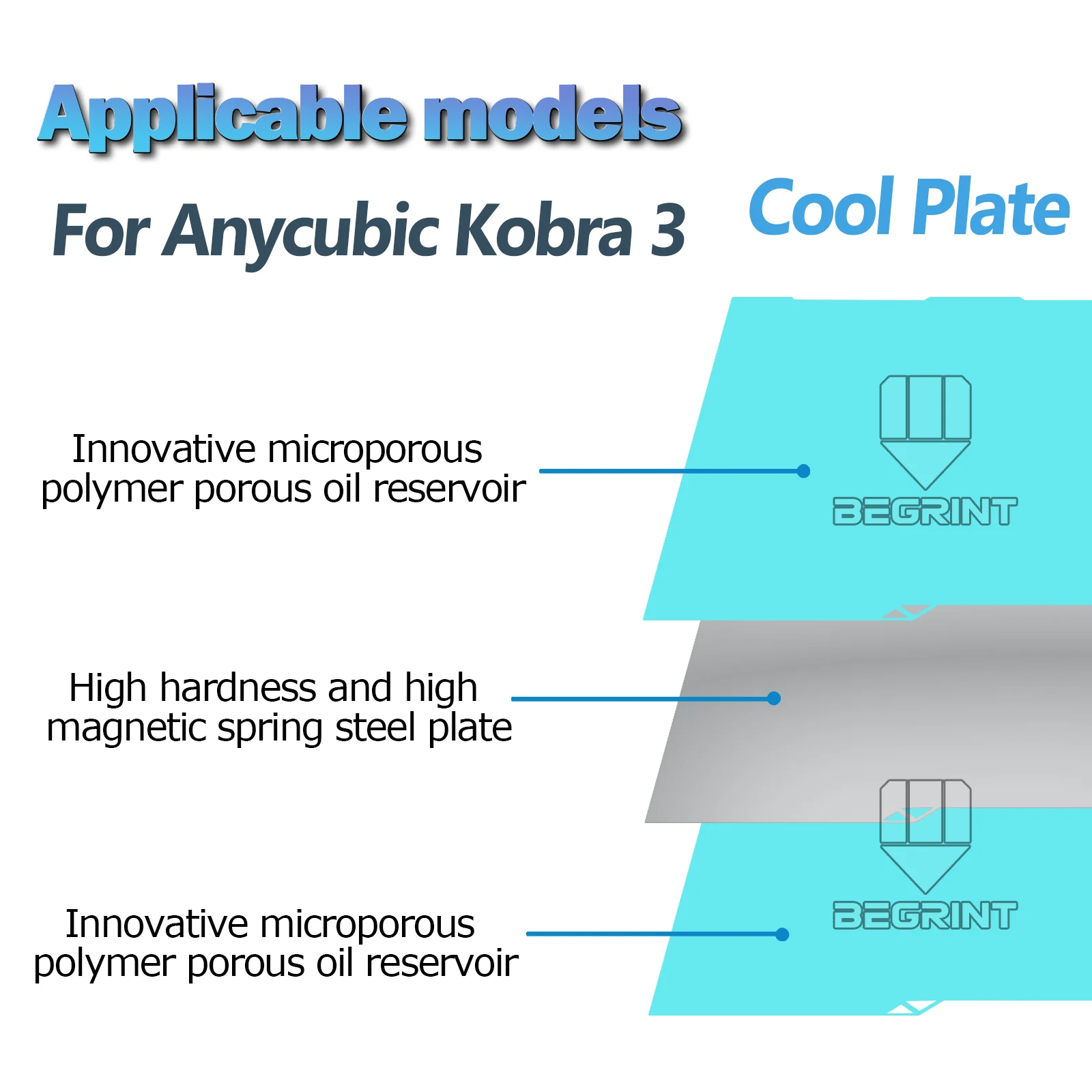 For Anycubic Kobra S1 Kobra X Cold Plate Lower Temp Printing Glacier PLA PETG 256x268 264x276mm Print Bed For Anycubic Kobra 4
