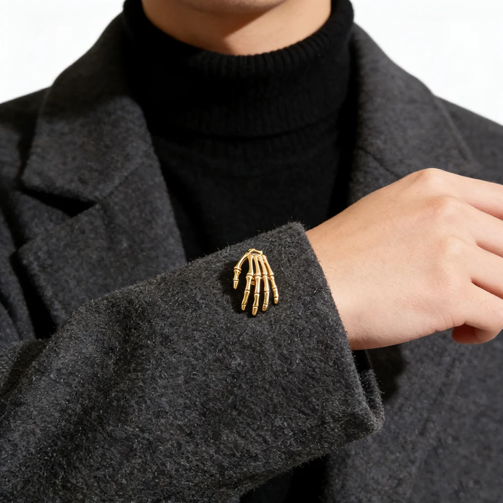 Catuni Hand Bones Orthopedics Anatomy Pin Brooch Silver Plated Lapel Badge Jewelry Accessories for Biologist Scientist Forensic