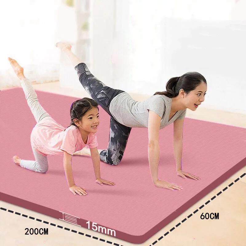 

Крытый нескользящий коврик для пилатеса, 15 мм, коврик для йоги, спортивный коврик для йоги для пилатеса, йоги, фитнеса, 200x60 см, расширенный и утолщенный звукоизоляционный коврик