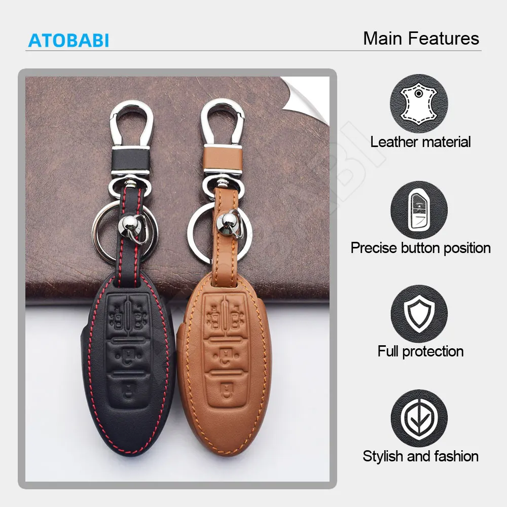 Leder-Autoschlüsselhülle für Nissan Serena C25 C26 C27 Elgrand E52 E51 NV350 Caravan Rooks X-Trail Smart Remote Fobs Shell Cover Tasche – Detail 2