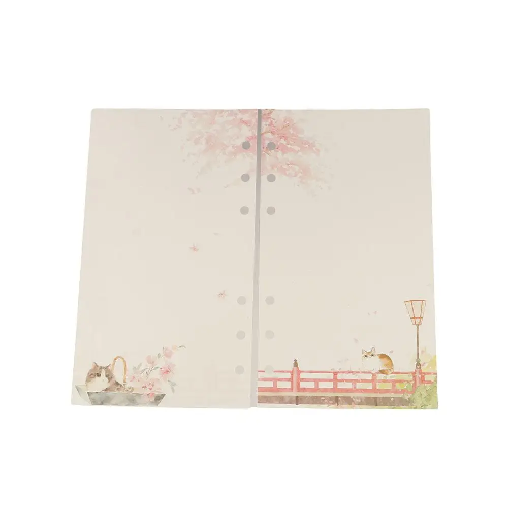 Inserts Paper Notebook Binder Grid Pages Line Pages A6 80 Sheets Loose Leaf Sakura And Cat Binder Notebook Inner Pages