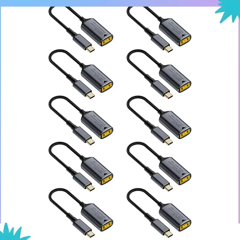 Abzw 10x 140w dc plugue quadrado carregador de laptop para 5v 9v 20v usb c pd adaptador de alimentação conversor cabo de carregamento rápido para lenovo