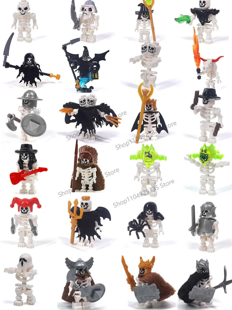 Blocs de construction de scène d'halloween, squelettes, fantômes, roi de l'armée, personnages assemblés, accessoires de bricolage, briques, jouets, cadeaux pour enfants