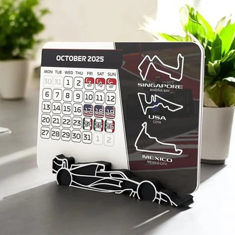 F1 2025 Calendar, Formula 1 Racing Calendar 2025 Desktop Decoration, 2025 Desktop Calendar With F1 Car Stand